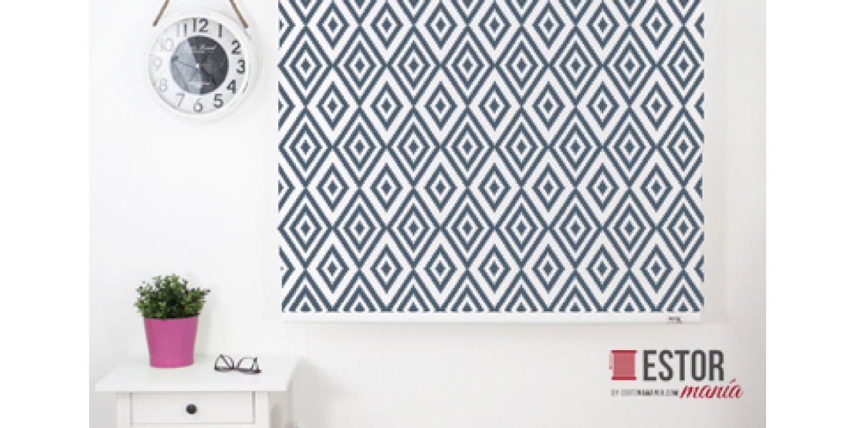 Estores enrollables estampados Astrid Mosaic Gris