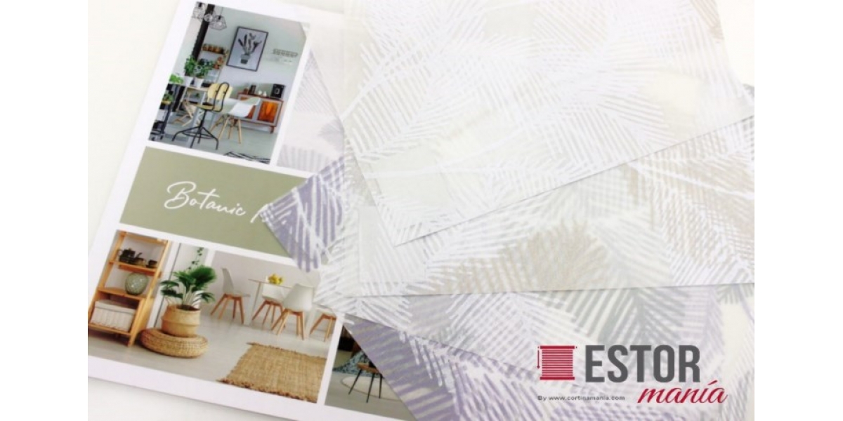 Estores enrollables estampados Botanic 1 blanco